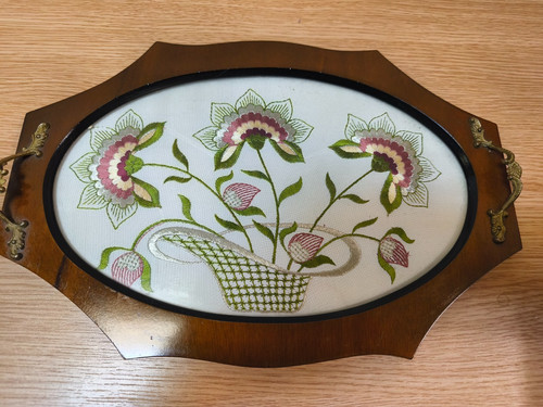 Embroidered vintage wooden