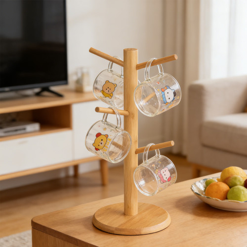 Wooden cup mug tree kitchen - 6,