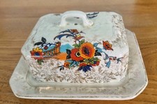 Empire Ware Floral Butter Dish & Cover. Ivory Glaze. '7 England 32' Stamp. A/F. 