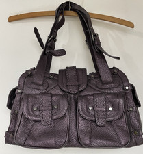 BILLY BAG London Purple grained leather shoulder bag metallic Strap