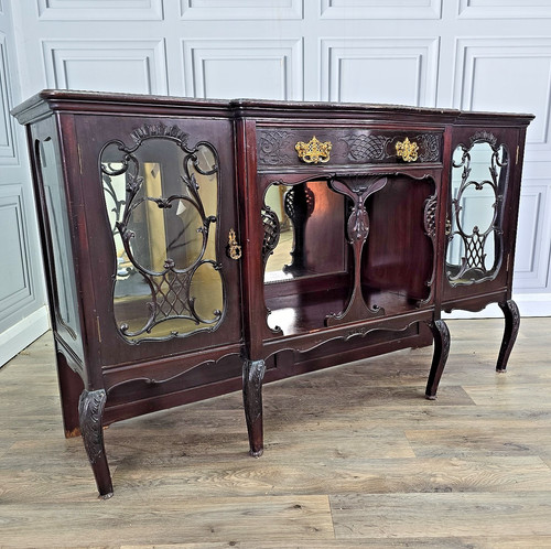 Antique glass display cabinet - antique,