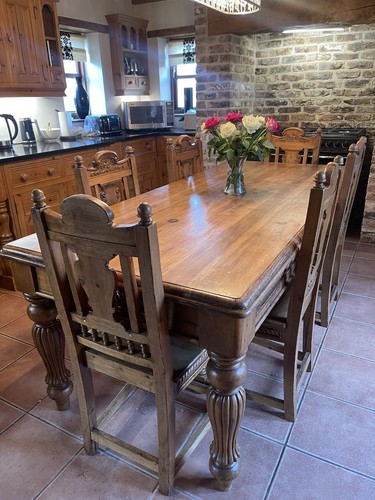 Large solid wood dining set - wood,