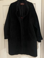 Max Mara Studio black alpaca wool shaggy overcoat UK8-10 