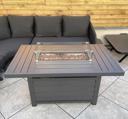 Aluminium fire pit table - aluminium,