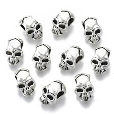 Tibetan Silver Skull Shape Spacer Beads 12mm x 8mm Large 4mm Hole 10pcs