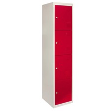 Steel Lockers 4 Door Metal Storage Lockable Gym School Red Locker Room Staff