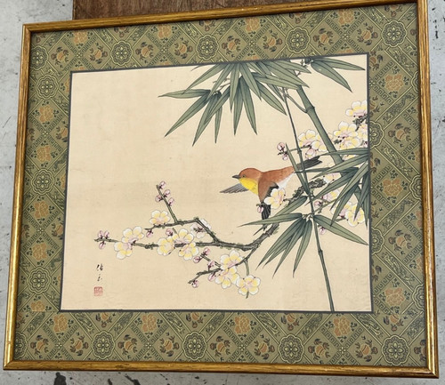 Vintage chinese silk framed - chinese,