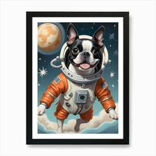 Boston Terrier Astronaut Art