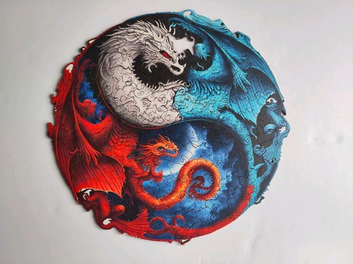 Dragon yin yang wooden - a3, yin-yang