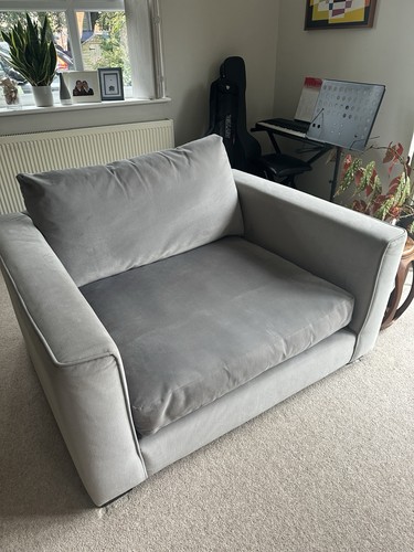 Silver velvet snuggle sofa - velvet,