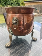 Antique copper brass planter - &,