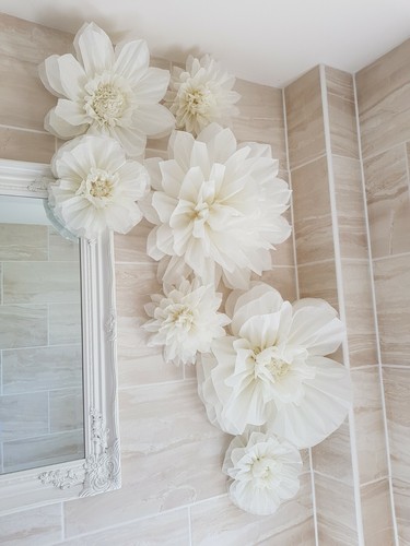 Set white flower pom - flower,