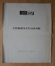 CITROEN CX SAFARI orig 1977 UK Mkt Road Test Brochure