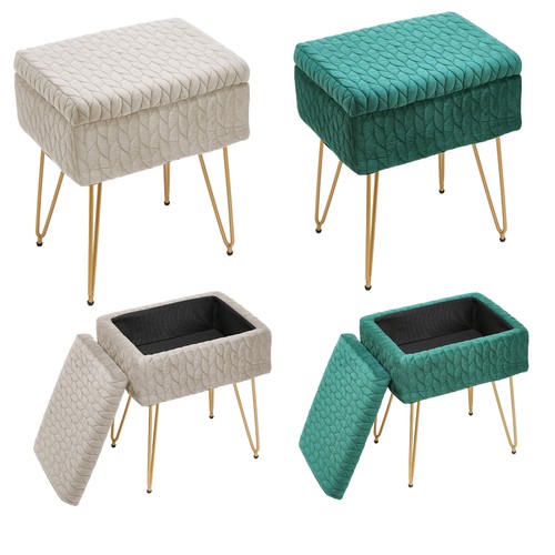 Velvet storage footstool - velvet,