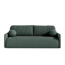 3 seater sofa 206x95x87cm with sleeping function, bed box, MOS system, dark green