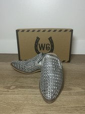 Wester Girl caged flat Mule Slip On Silver Color All sizes+ Free Sticker