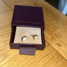 Monica Vinader Siren Mini Stud Earrings 18k Gold Vermeil & Moonstone New In Box