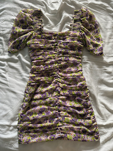 Zara purple floral ruched - zara,