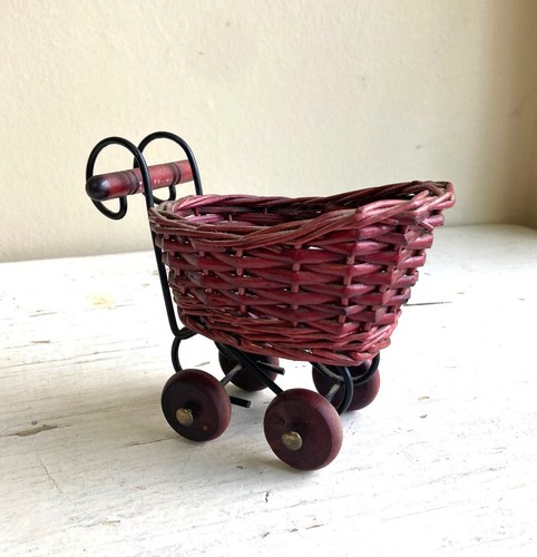 Vintage wicker miniature doll - wicker,