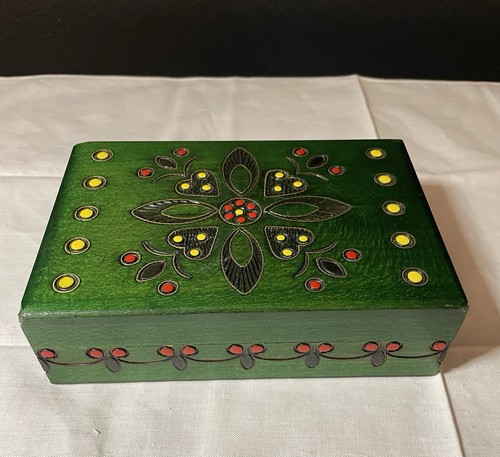 Hand painted green wooden - green,