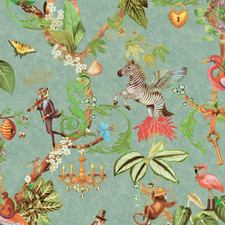 Teal Animal Safari Wallpaper