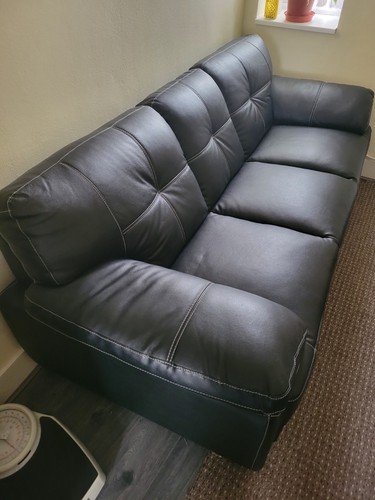 Black leather sofa seater - black, 3-seater