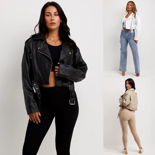 Women ladies biker faux - women’s,