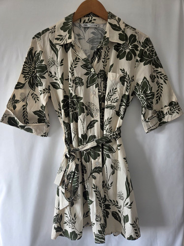 Zara cream green tropical - zara,