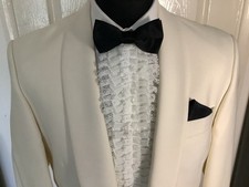 Mens White /Ivory Tuxedo Dinner Jacket Fraser 36 R  Shawl Collar Wool Mix