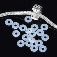 Silicone rubber stopper clip inserts spacer holds Silver charms in place bangle