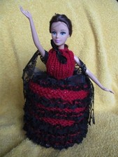 HAND KNITTED SPANISH DANCER DOLL TOILET ROLL COVER WITH GIFT BOX