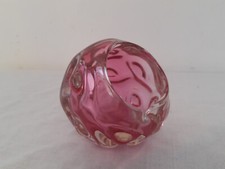 Murano Bowl Italian Art Glass Vintage Hand Blown Heavy Pink Candy Trinket Dish