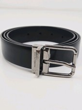 DOLCE & GABBANA Belt Classic Black Calf Leather Metal Logo Buckle s. 100cm/ 40in