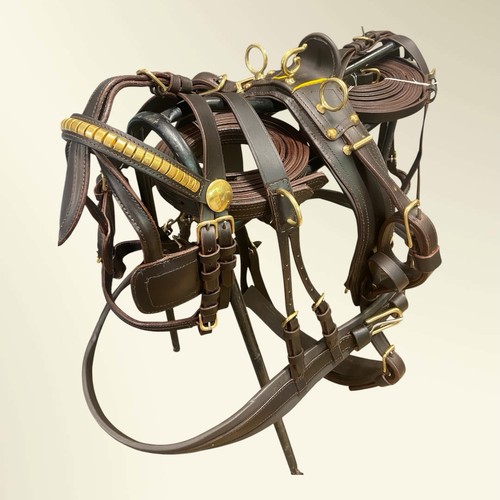 Brown leather driving harness - brown,