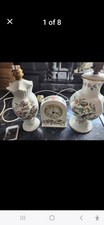 Aynsley Pembroke fine bone China clock and 2 vases.. excellent condition.