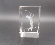 GOLFING GLASS PAPERWEIGHT Women's trophy  golf