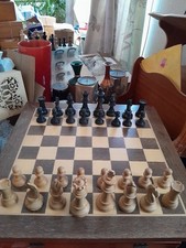 Vintage/Antique Large Wooden Chess Set Pieces, unrestored, Round & Solid-  503WN