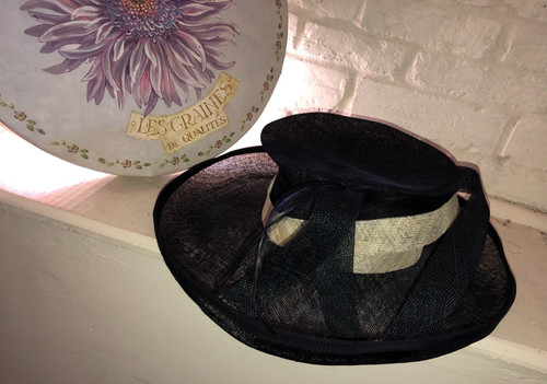 Black ladies hat wedding - black,
