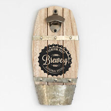 Large Beer Bottle Opener Wooden Wall Mounted Barrell Home Decor Man Cave Bar