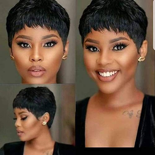 Short human hair pixie - hair, cut