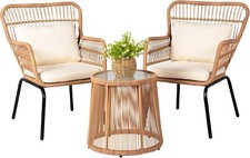 3pc rattan outdoor courtyard