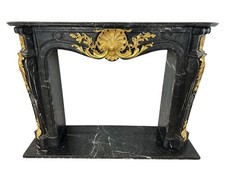Stunning, Antique, black  Rococo French Marble Fireplace