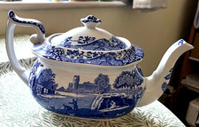 Spode Blue Italian Teapot Black Stamp  2 pints