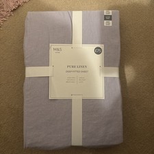 M&S 100% pure linen lilac sheets deep fitted sheet super king marks & Spencer 