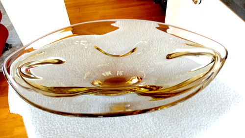Heavy glass bowl skrdlovice - glass,