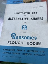 Ransomes FR Alternative Shares- Mounted /trailing Ploughs/illustrated Booklet
