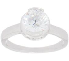 TOVA Diamonique Sterling SilverRoseclad Round CZ Bezel Ring. Size 10