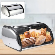 Extra Large Bread Box Roll Top Bin Storage Loaf Kitchen Counter Organiser Metal