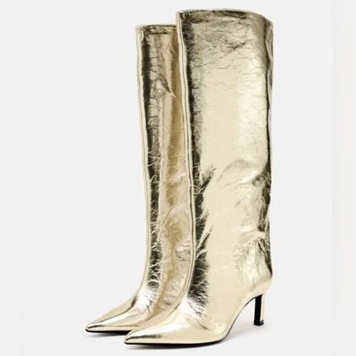 Zara golden kitten boots - kitten,