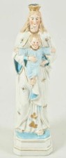 Antique Madonna & Child German Bisque Figure Biscuit Porcelain & Gold Leaf 24cm